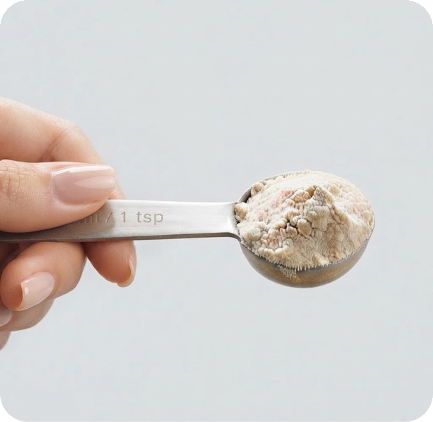 Measuring spoon with powder